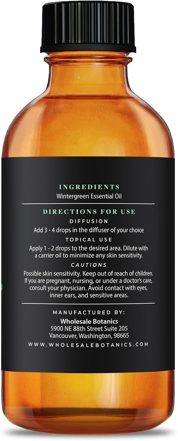 Wintergreen Essential Oil by Wholesale Botanics | Premium Grade 100% Undiluted Essential Oil | for Aromatherapy, Soaps, Lotions, & Candles | Vegan & Cruelty Free (4 Fl Oz)