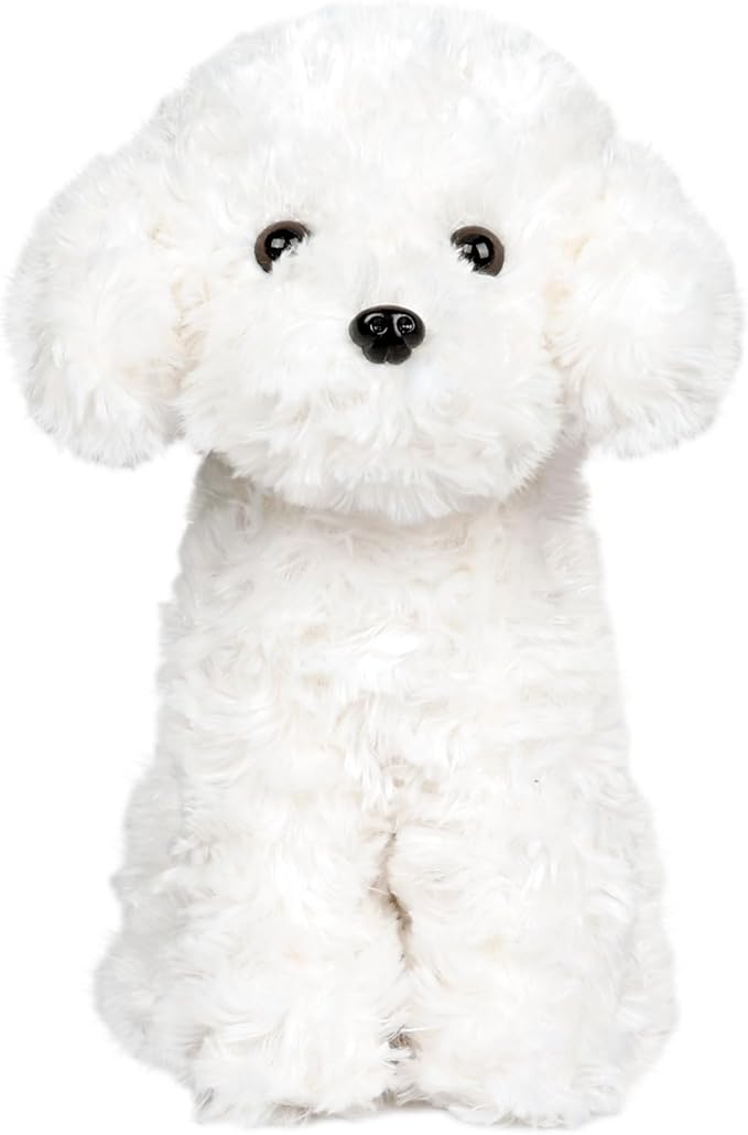 White Toy Poodle Stuffed Animal Dog Puppy - Bichon Frise Maltese Maltipoo White Labradoodle Plush Toy for Kids and Babies - Perfect Birthday & Easter Gift, 12.6"