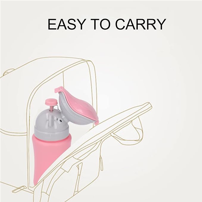 Portable Travel Potty Emergency Urinal for Car and Camping, Toddler Training Cup with Leak Proof Design, Pink, for Girls