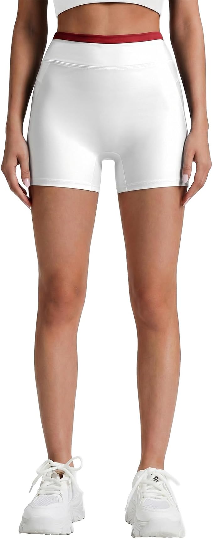 SEASUM Color-Block Shorts for Women Workout Seamless Front Short High Waisted Spandex Booty Shorts for Gym Yoga
