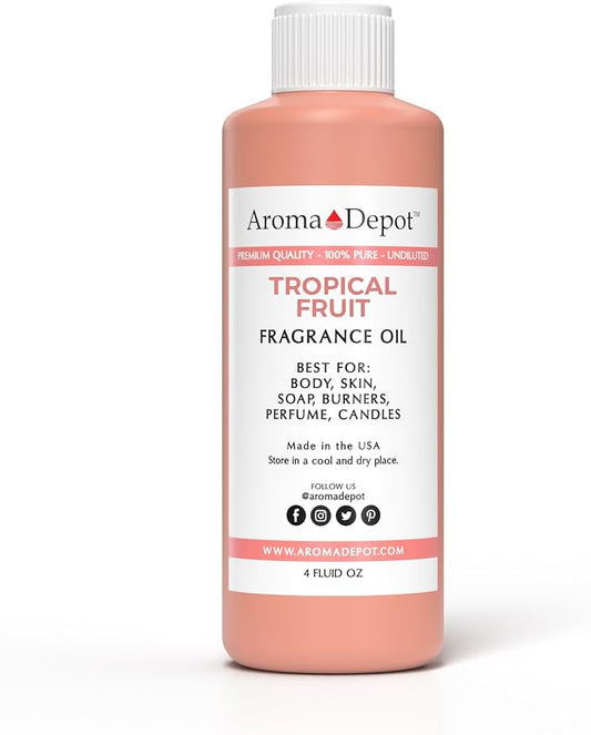 Aroma Depot Tropical Fruit 4 fl oz. Fragrance Oil I Perfume I Skin Oil I Scented Oil for DIY Projects Bath Bombs, Body Butters, Creams & Lotions. Works for Diffuser, Burners, or Warmers.