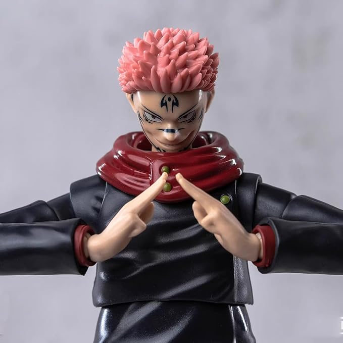 Itadori Yuji Action Figure, 18cm Anime JJK Figure Model Statue Movable Figure, Changeable Face Handmade Collectible Desktop Decoration Gifts for Fans