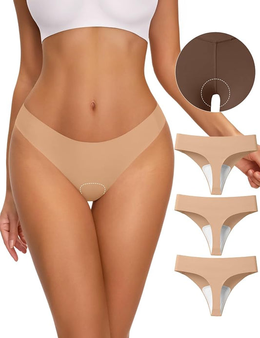 NIASOUL Thongs for Women Seamless Thong Panty Liners No Show Breathable G-Strings Workout Underwear