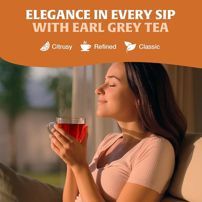 HANDPICK, Earl Grey Black Tea Bags (100 Count) Bergamot Oil | Caffeinated, Earl Grey Tea Bags | Flavoured With Citrus and Bergamot Brew Hot/Iced Tea with or without milk
