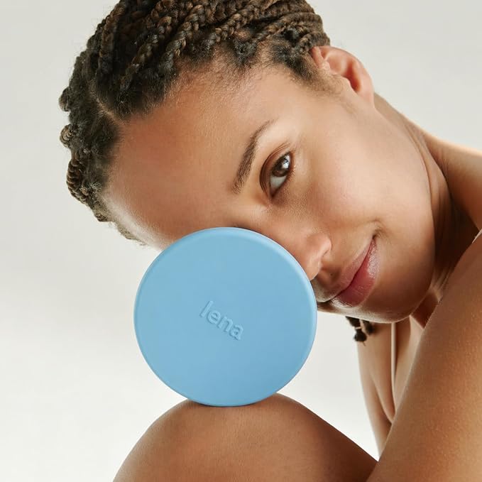 Lena Menstrual Cup Cleaner Case & Period Disc Sanitizer, Home and Travel Size Feminine Wash, Period Essentials for Women, Microwavable, Compact & Collapsible Silicone Container, Light Blue
