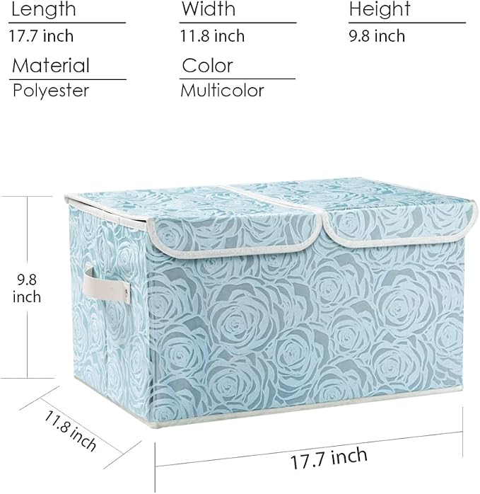 Large Stackable Storage Bins with Lids Fabric Decorative Storage Box Cubes Organizer Containers Baskets with Cover Handles Divider for Bedroom Closet Living Room 17.3x11.8x9.8 Inch 3 Pack