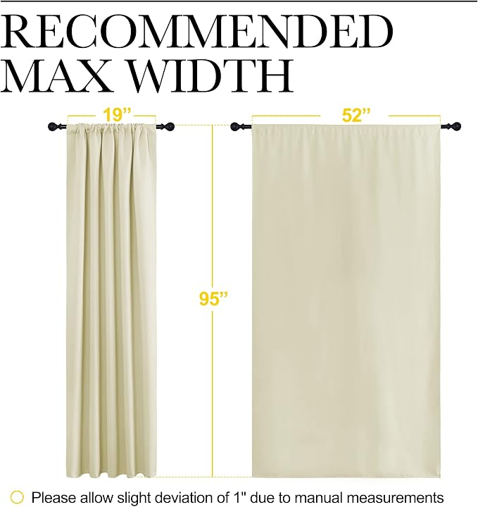 NICETOWN Room Darkening Curtains for Bedroom - Home Decoration Privacy Protection Thermal Insulated Solid Drapes/Draperies for Sliding Glass Door (Beige, Set of 2, 52 x 95 inches)