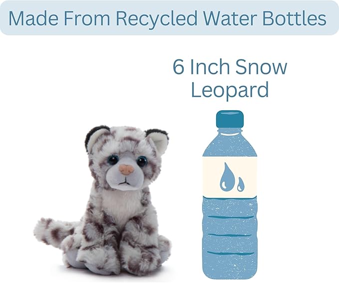 The Petting Zoo Snow Leopard Stuffed Animal Plushie, Gifts for Kids, Wild Onez Babiez Zoo Animals, Snow Leopard Plush Toy 6 inches