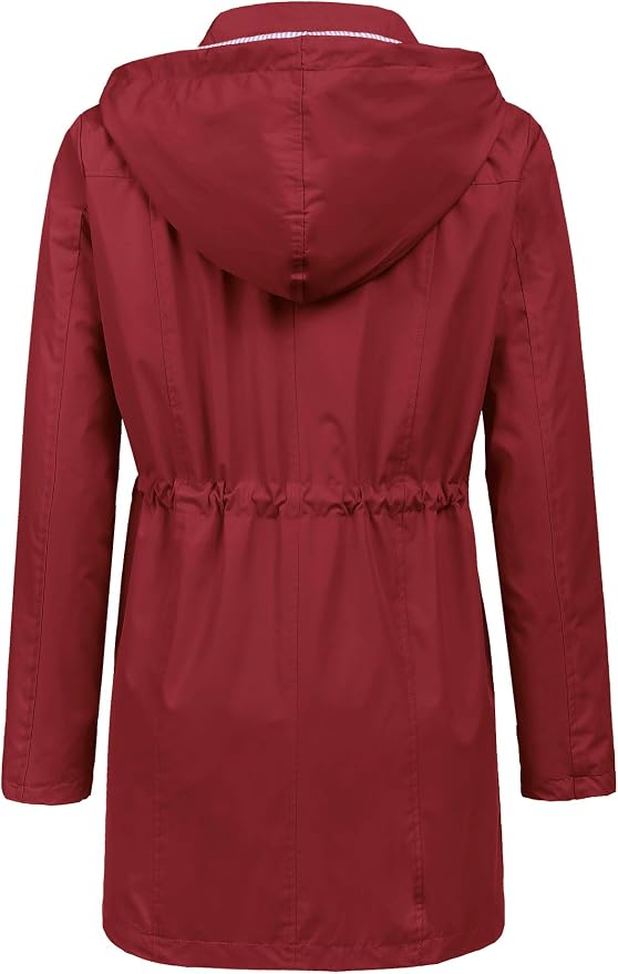 LOMON Raincoat Women Waterproof Long Hooded Trench Coats Lined Windbreaker Travel Jacket S-XXL