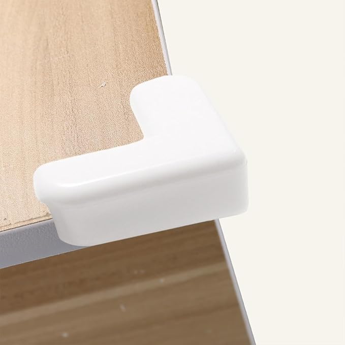 4Pcs PVC Desk Edge Bumpers Adhesive Furniture Corner Protectors Protector Kit Anti-Collision Edge Safety Bumpers Baby Proof Soft Self-Adhesive Table Sharp Edges Guard Safety(White)