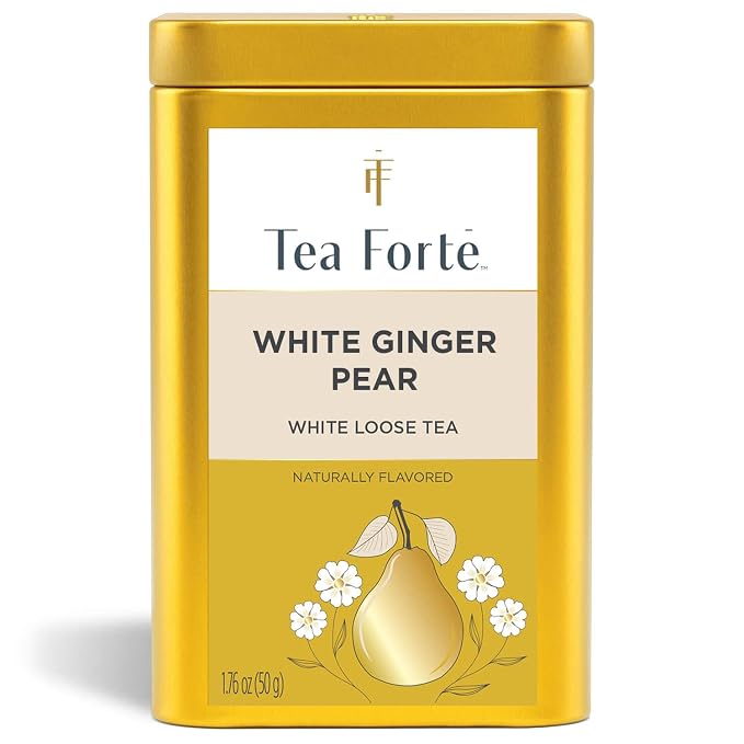 Tea Forte White Ginger Pear Premium Loose Leaf Caffeinated White Tea Blend Canister, Makes 35-50 Cups