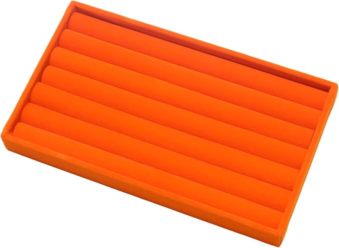 Velvet Jewelry Trays for Drawers, Orange 8 Rolls | Stackable Jewelry Drawer Organizer Inserts, Ring Earring Holder Organizer Storage Display Tray