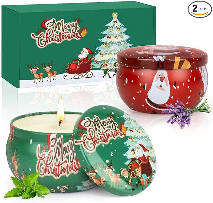 Christmas Candles Gifts Set for Women, 2 Pack Aromatherapy Scented Candle for Home Scented, Personalized Soy Candles Stocking Stuffers Gifts for Coworker Adults Friends Teacher Birthday Party