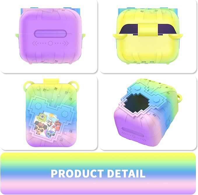 Soft Silicone Case for Bitzee Disney Interactive Toy Digital Pet, Shockproof and Protective Carrying Case for Bitzee Disney Virtual Electronic Pets with Lanyard for Kids (Rainbow)