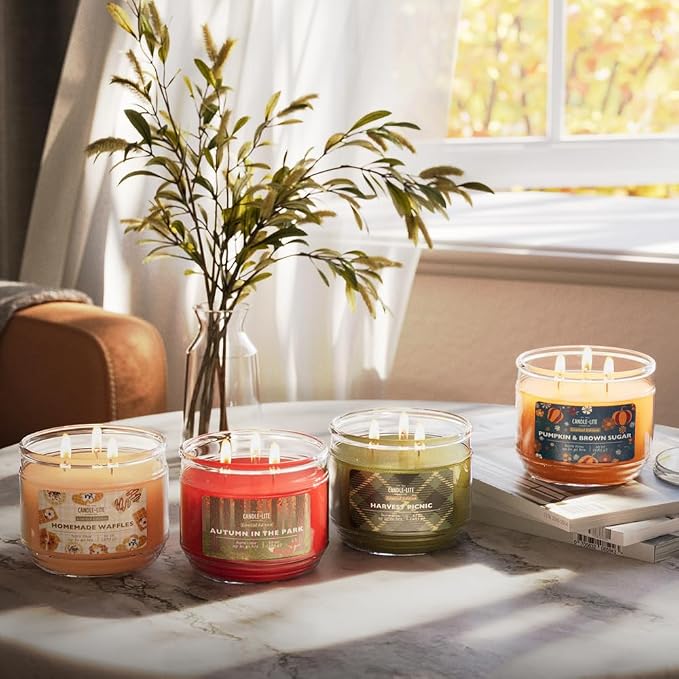Candle-lite Halloween Scented Candles, Spiced Rum and Pumpkin with Clove, 10 oz Jar, 40 Hour Burn, Fall Scented Candle for Home Decor, 3-Wick, Proudly Poured in USA, Halloween Candle Decoration