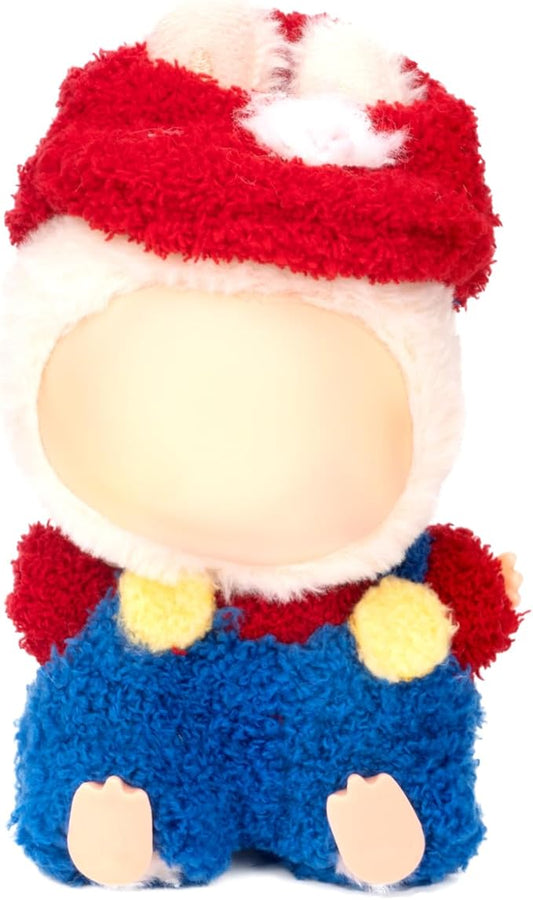 17cm Handmade Doll Clothes Outfit Set,Dolls Keychain Accessories for Kawaii Clothing Set with Details Outfit Accessories, Red T-Shirt + Blue Overalls + Red Hat,3-Piece Set (NO Doll)