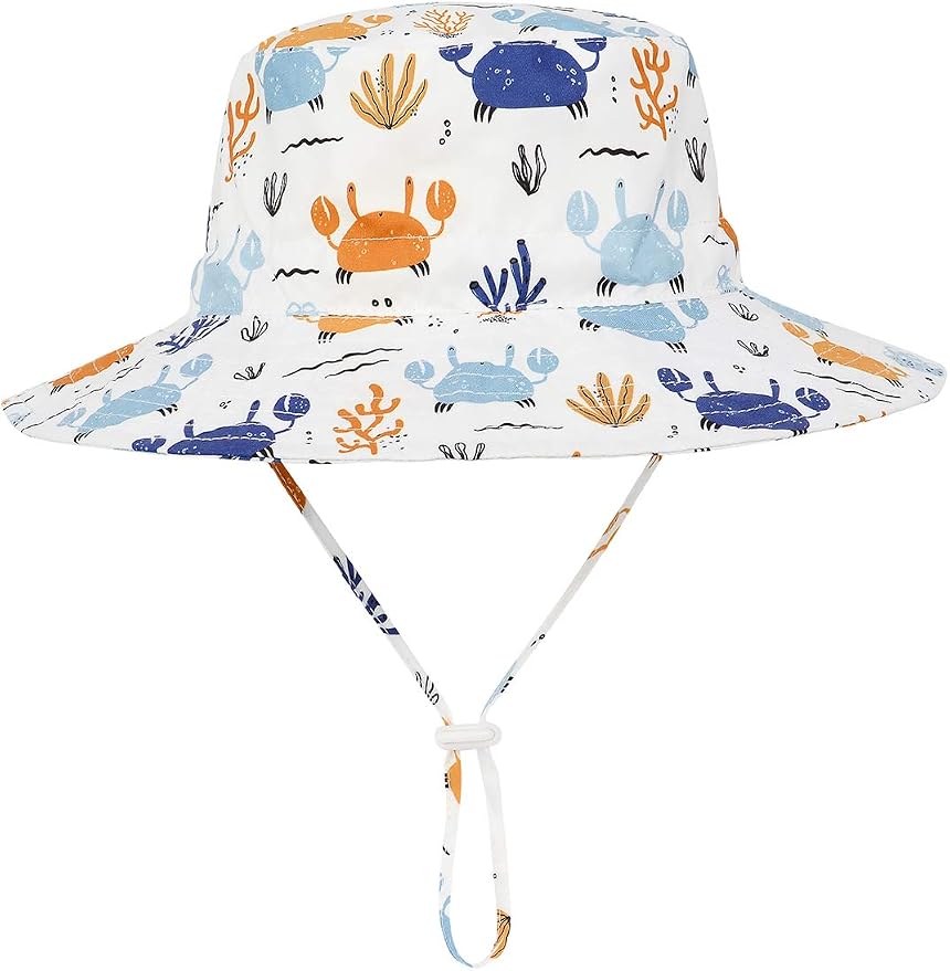 Baby Sun Hat UPF 50+ Sun Protective Toddler Bucket Hat Summer Kids Beach Hats Wide Brim Outdoor Play Hat for Boys Girls