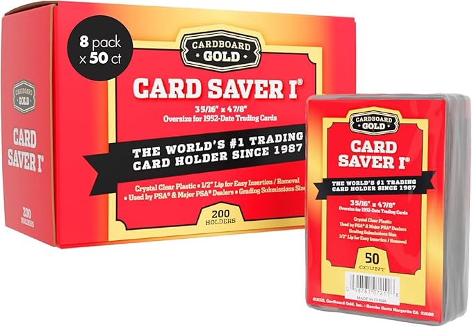 Cardboard Gold Card Saver 1-400 Count - Semi Rigid Card Holder, Trading Card Protectors - PSA-Approved Cardsaver for Baseball, Trading, Sports Cards - Card Sleeves, Binder, & Storage Box Compatible