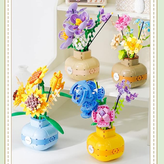 Sunflower Building Blocks Set Flower Bouquet with Vase for Adults Building Toys for Girls Boys Home Decor - 559PCS 12+