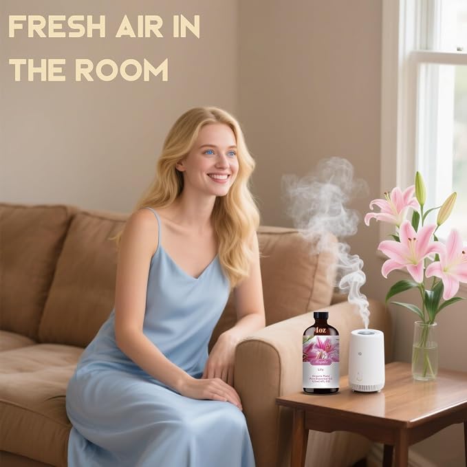 Lily Essential Oil-4.33 fl oz for Diffuser, Massage, Skin Care, DIY Soap, Candle, Meditation, Yoga, Relaxation, Gift Ready