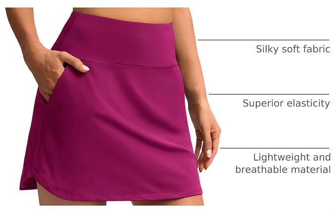 16'' Skorts for Women with 4 Pockets Athletic Tennis Golf Skirt | Built-in Shorts, High Waisted, Stretchy, A Line, Casual, Pickleball, Skort