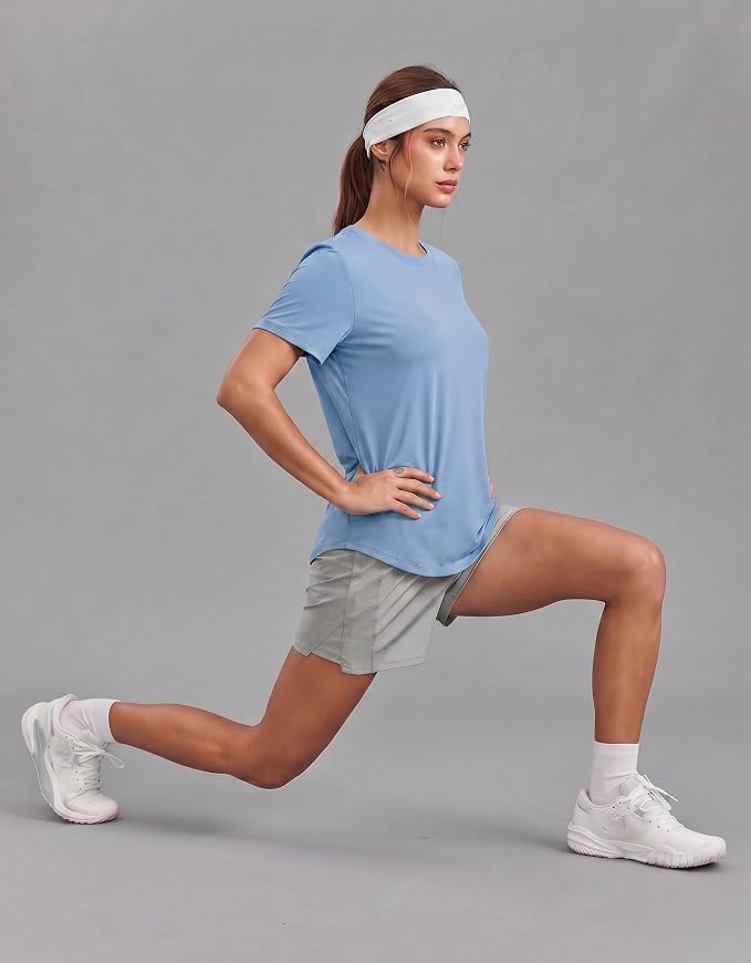 PINSPARK Soft Workout Tops for Women UPF 50+ Sun Protection Shirt Quick Dry Athletic Running Hiking Travel Basic Tee Shirts