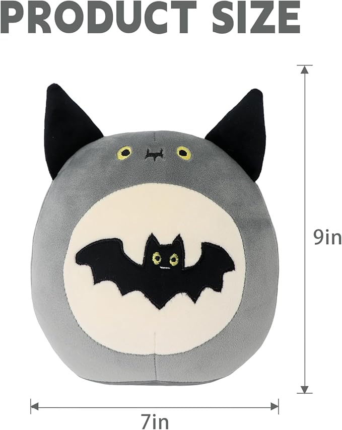 Bat Plush Toy Bat Stuffed Animal Cute Halloween Bat Plushies Pillow Soft Plushie Doll Gifts for Kid Decor, Halloween Bat Plush(9 Inch)