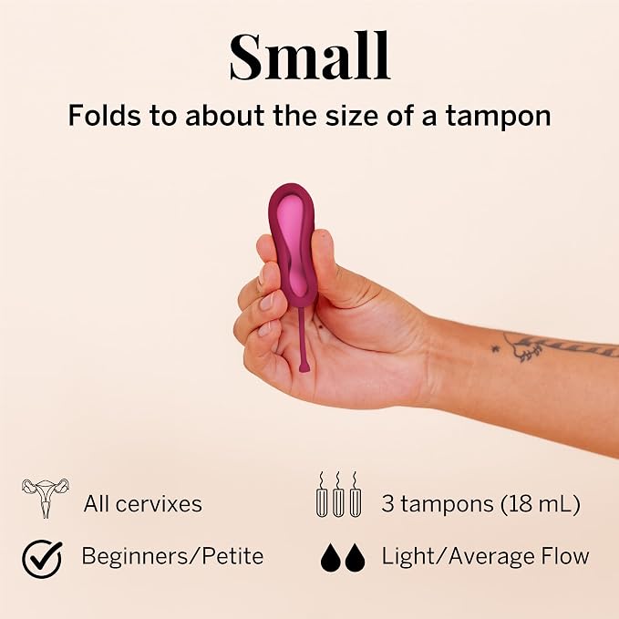 Pixie Menstrual Disc for Feminine Care - Ranked 1 for Best Tampon Alternative Period Disc - 100% Medical-Grade Silicone - Removes Like a Tampon - Wear 12 Hours - Capacity of 3 Tampons (Small)
