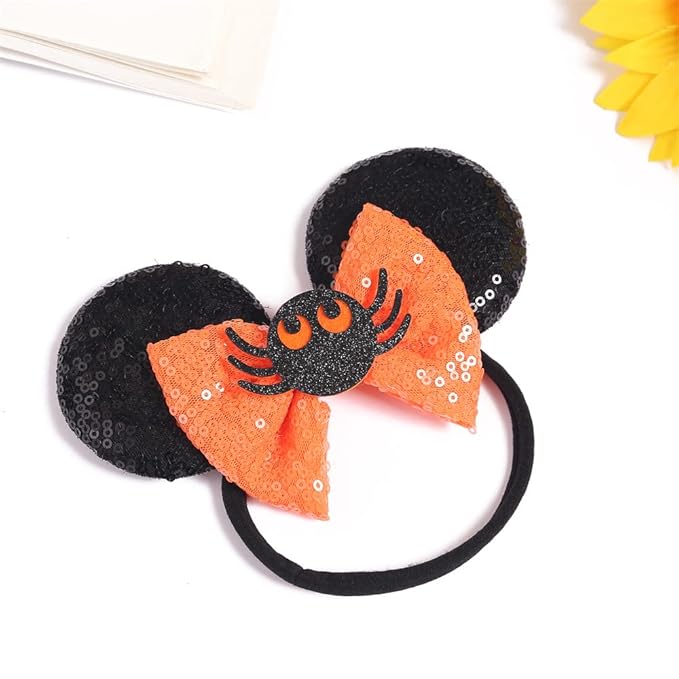 JIAHANG Halloween Mouse Ear Hair Bow Headband,Orange Soft Elastic Hair Band for Baby Girls Newborn Infant Toddlers Kids Party Supplie