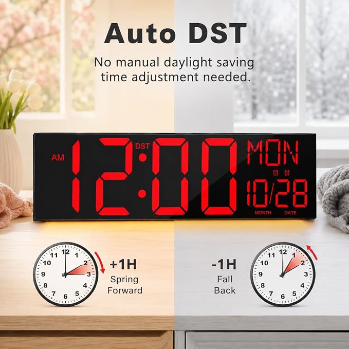 JALL 30" Oversize Digital Wall Clock, Extra Large LED Wall Clock with Remote, Giant Digital Clock with Jumbo Numbers for Living Room, Church (Black Shell Red Font)
