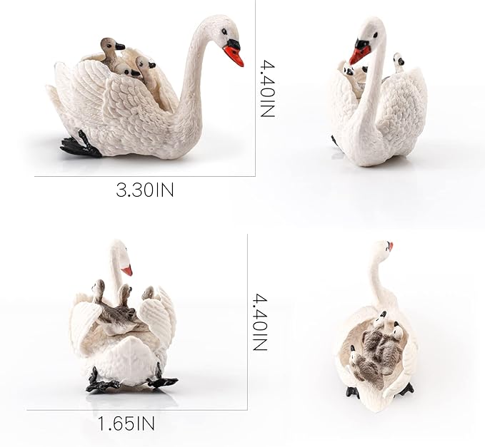 LC JoyCre White Swan Toys Geese Figurine for Kids Animal Figure for Toddlers Preschool Animals Figures Eduactional Project Diorama Model Toy for Kids 3 4 5 6
