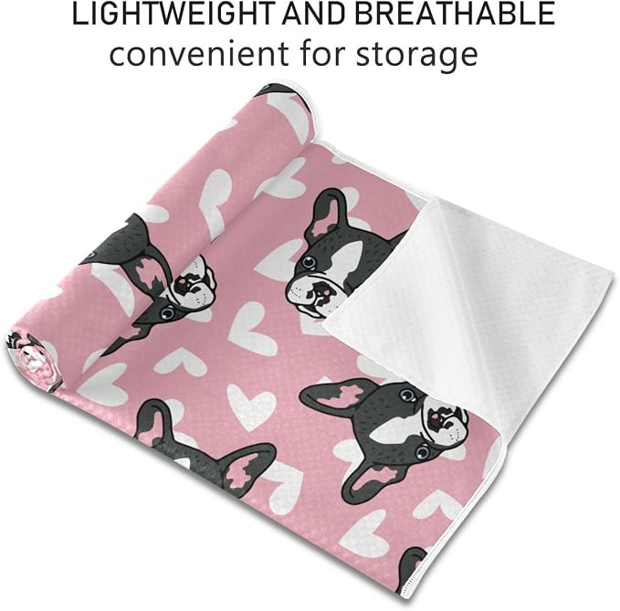 Cute French Bulldog Yoga Mat Towel Non Slip Soft Sweat Absorbent Hot Yoga Mat Towel for Hot Yoga, Pilates and Workout-73 x 27 Inch