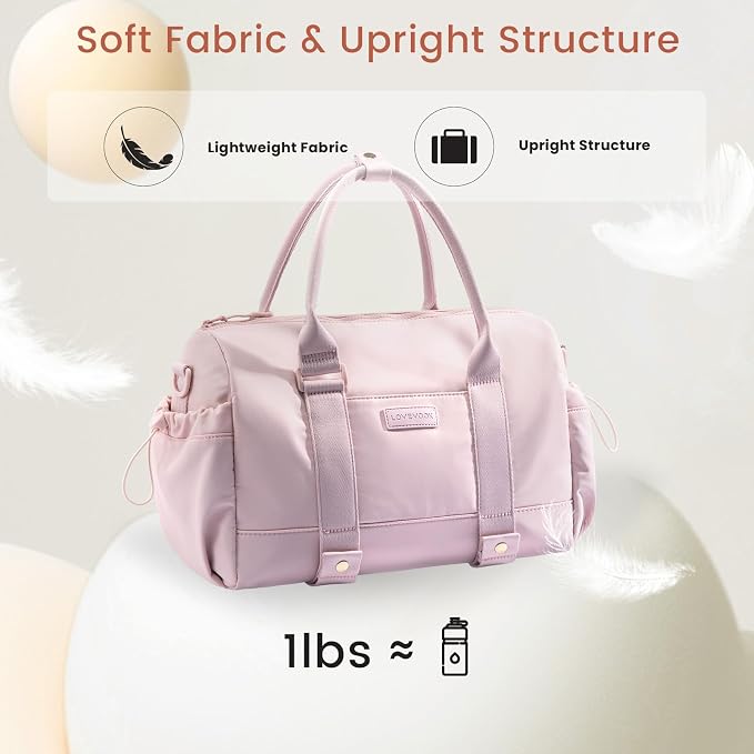 LOVEVOOK Small Gym Bag for Women with Yoga mat Holder, Mini Duffle Bag for Travel with Wet Pocket, Overnight Personal Item Bags (Khaki, 14.5 inch-Small-2Pcs)