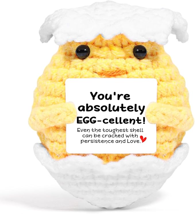 AICase Easter Basket Stuffers Decor Funny Positive Egg/Chicken Gifts Mothers Day Gifts Emotional Support Nuggets Crochet Animals Handmade Cheer Decor Birthday Women Men Mom Sister Her