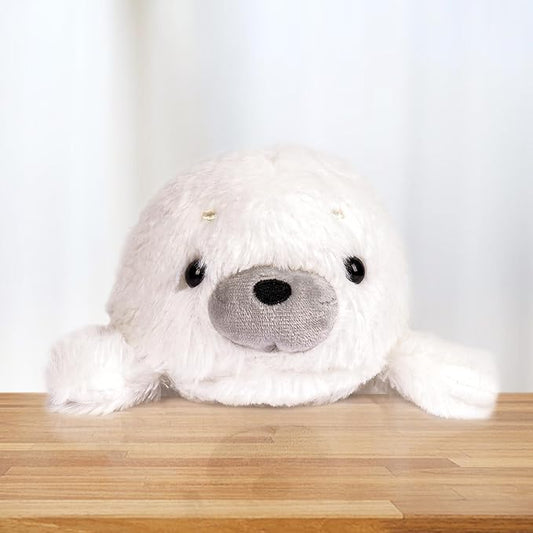 7.8" White Seal Plush – Posture Improvement Desk Buddy – Soft & Supportive Sitting Companion – Cute Stuffed Animal for Office, Study, and Gift
