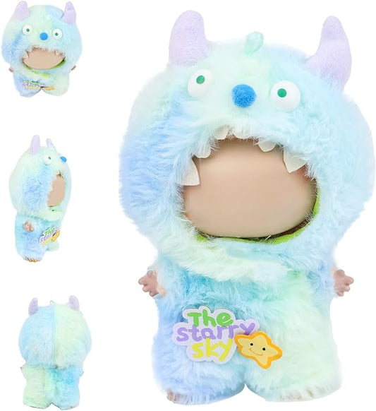 Clothes for labubu 17cm Accessories Suit Cute Clothes for Doll Dress up Monster Style Outfits（Blue）