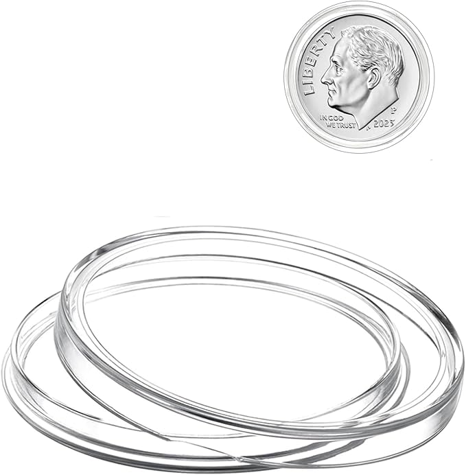 MUDOR Coin Holders for Dime, 100 Pack Coin Storage Cases for Collectors, Plastic Coin Collection Protectors Capsules