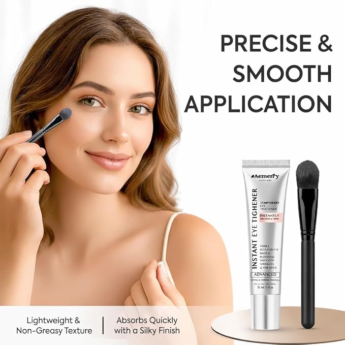Instant Firm Temporary Eye Tightener: Perfection Tightening & Lifting Cream With Brush For Eye Bags, Wrinkles, Puffiness, Fine Lines – Lightweight, Easy Wear Formula, Gentle For All Skin Types. 1 Oz