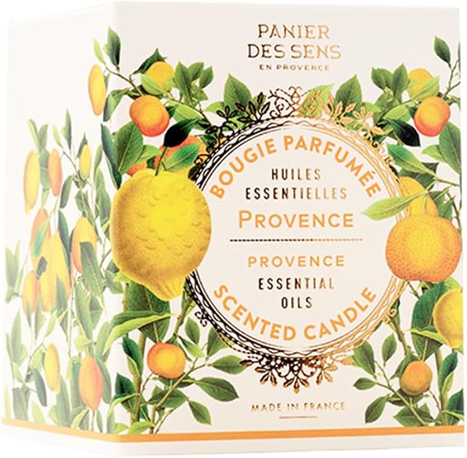 Panier des Sens Provence Citrus Long-Lasting Scented Candle, 6.3 oz | Hand-Poured In Provence | Up To 55 Hours Burn Time | 100% Natural Cotton Wick | Long-Lasting French Home Fragrance
