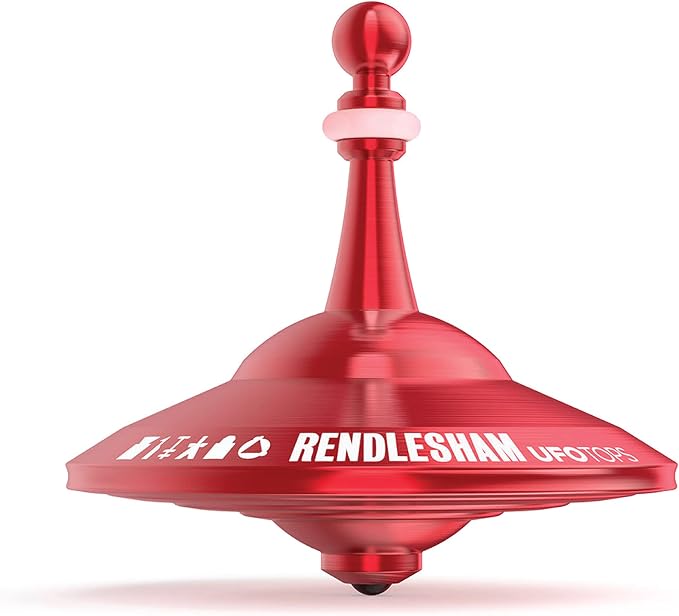 UFO Tops Rendlesham - Metal Spinning Fidget Top - Inspired by The Documented 1980 UFO Sighting in Rendlesham, England (Color: Siren Red)