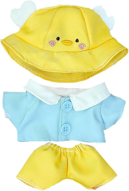 niannyyhouse 15cm-17cm Doll Clothes Duck Rabbit Hat Coat Pants Stuffed Toy Dressup (Blue)