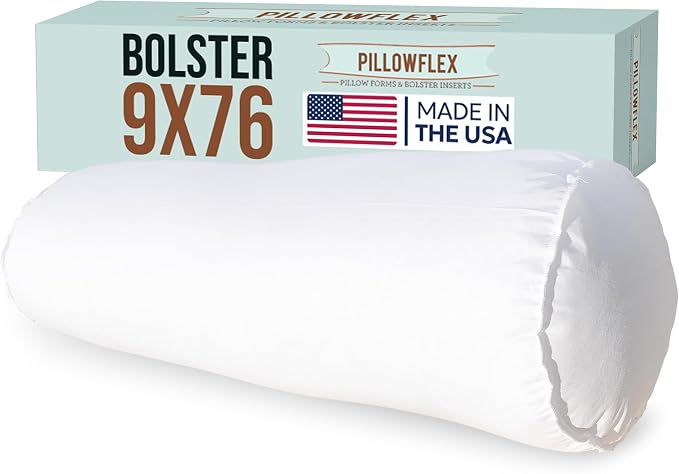 Pillowflex Bolster Pillow (9x76) - Round Roll Pillow Bolster Insert, Plush Polyester-Filled Insert for Decorative Shams, Odorless, Lint and Dust-Free Polyester Filling, No Lumps - (White)