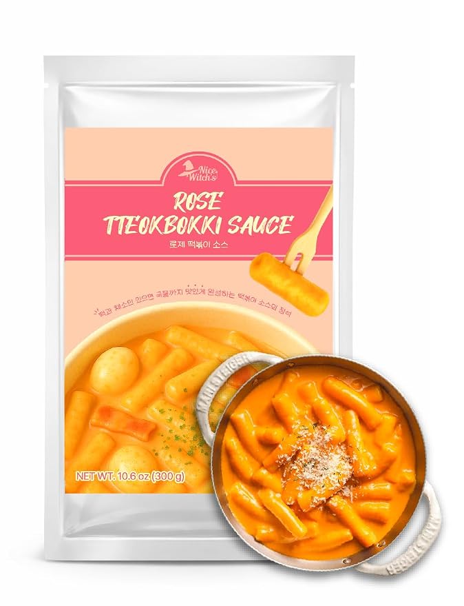Nice Witch's Secret Recipe Korean Rose Tteokbokki Powder Sauce 12 servings – Perfect for Sweet and Spicy Rice Cake Dishes, Easy and Quick to Make, 10.6 oz (300g) / 로제 떡볶이 소스