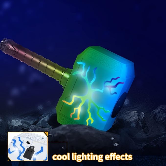 Thors Dart-Blasting Hammer Toys Gun with Lights -Toys for 5 6 7 8 9+ Year Old Boys,Kids Roleplay Toy Thunder Mjolnir with 30 Darts