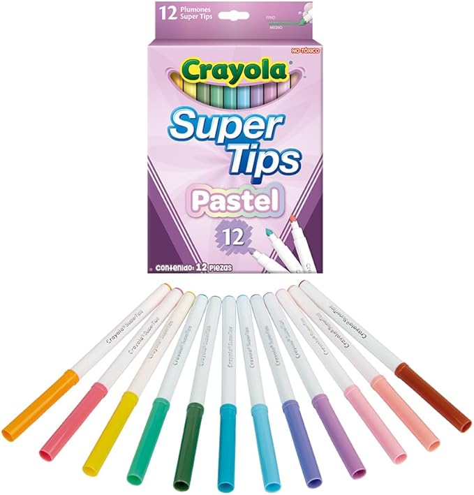 Crayola Bright Supertips Pastel Edition, Pack of 12
