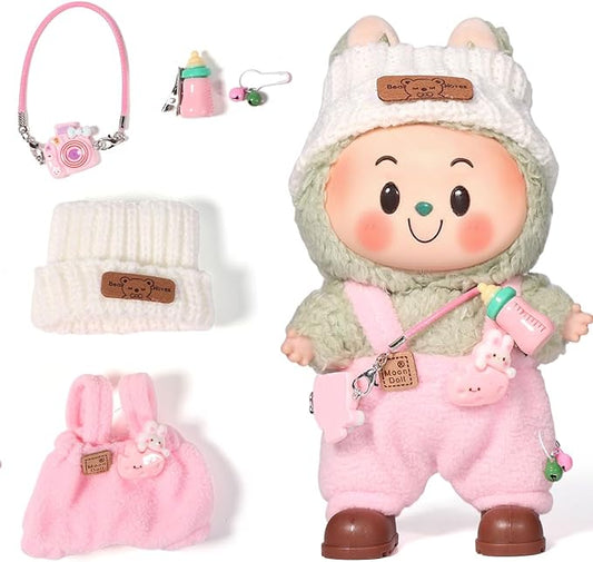 AICase for 17cm Doll Clothes/Outfit,Clothing Set for 17cm Doll,3 Piece Set Hat Clothing,Boys and Girls Stylish Adorable Clothes Accessories _Pink-16