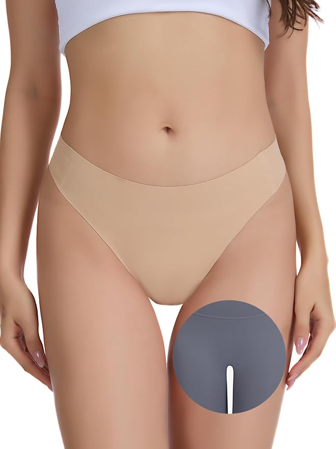 Seamless Camel Toe Thongs for Women Invisible Cameltoe Thong Panty Liners No Show Workout G-Strings Underwear