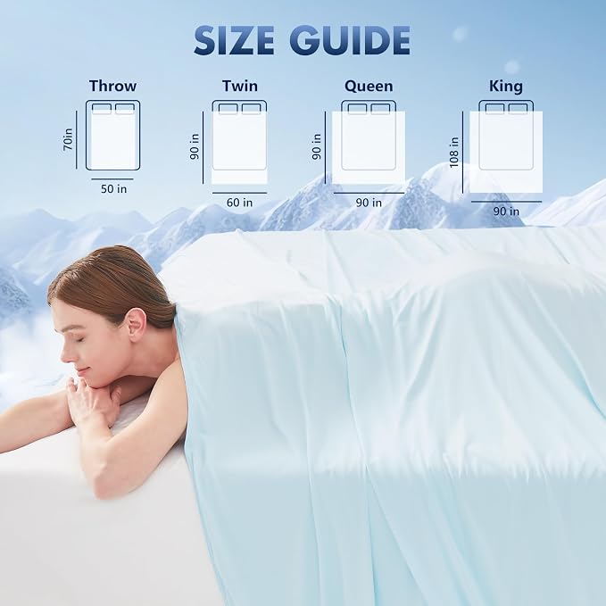 Cooling Blanket Queen - Arc-Chill Q-Max >0.5 Cool Summer Blanket for Hot Sleepers - Double Design Lightweight Blanket Absorbs Heat to Keep Cool on Warm Nights(90"x90") Blue