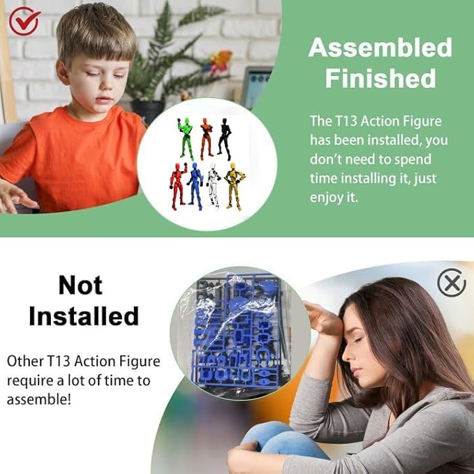 12PCS Assembly Completed T13 Action Figure 3D Printed Multi-Jointed Movable,Lucky 13 Action Figures,Multi-Articular Action Figures,Desktop Decorations,Creative Gifts (12PCS)