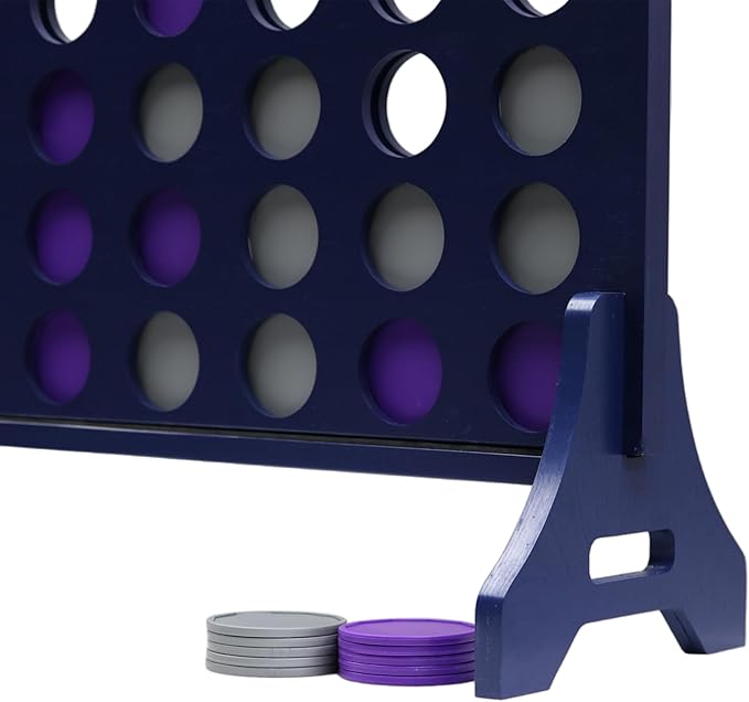 Tailgating Pros Premium Navy Giant Four in a Row with Carrying Case - Jumbo Oversized Outdoor Yard Game - Connect Multiple Pucks in a Row to Win - Many Puck Colors Available!